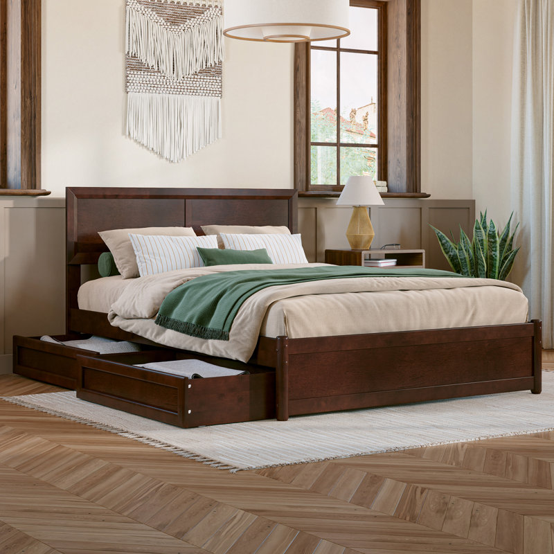 Astley Wood Panel Storage Bed, Full, Walnut