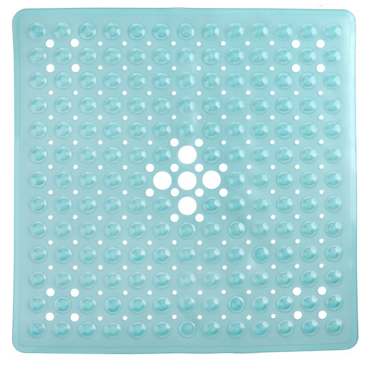 Tapis de douche antidérapant carré en plastique / vinyle Aesop, Aigue-marine