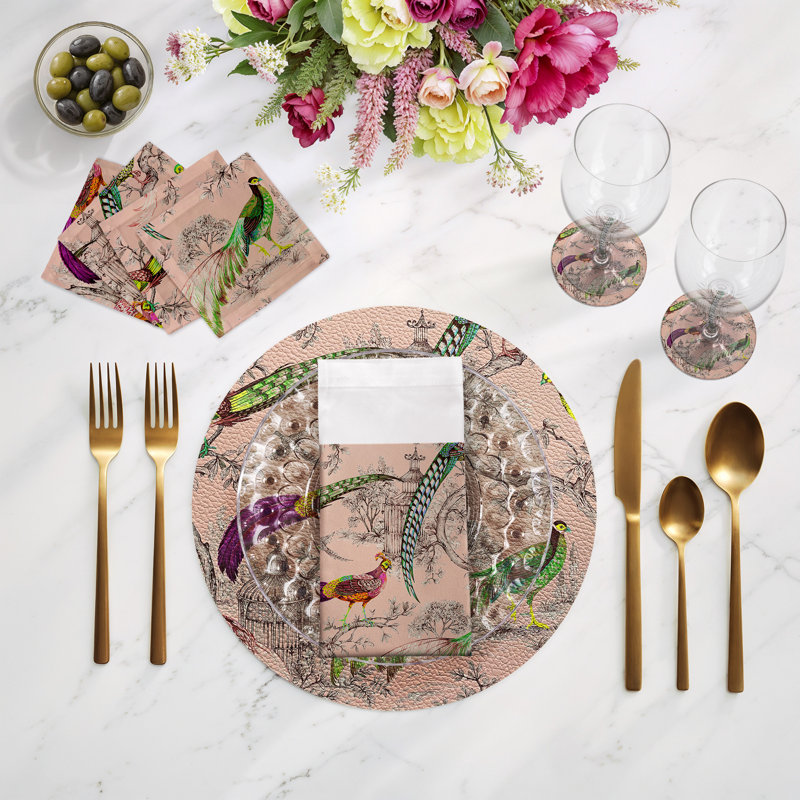 Pheasant Fall Sauvage Cotton Sateen Cocktail Napkins, Savannah