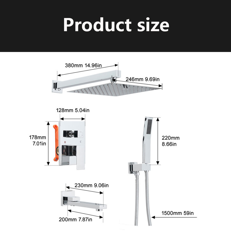 Swiveling Wall Mount Tub Filler Faucet With Handheld Shower, Chrome
