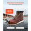Steel Toe Work Boots, UK Size 8, Waterproof Moc Toe Work Boots for Men, Slip-Resistant Work Boot, Lightweight and Breathable EVA Rubber Sole Mens Boots for Industry Construction, Brown