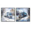 Charme de remorque de camion en hiver - ensemble de 3 collages carrés-1896925839-1896925838
