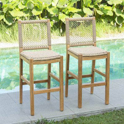 Sierra 2-piece Teak Outdoor Barstool by Cambridge Casual