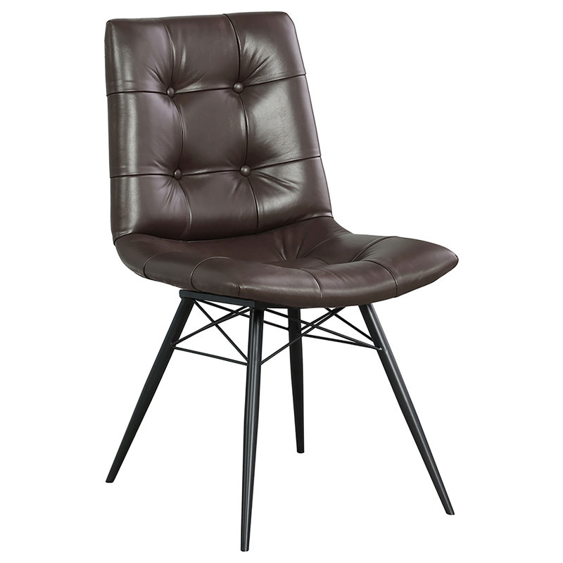 Chaise d'appoint rembourrée Clegg, Cuirette brune