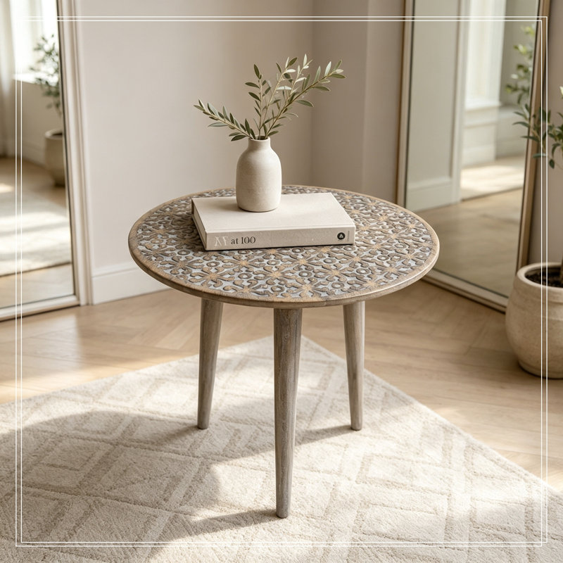 Table de bout ronde avec pieds robustes