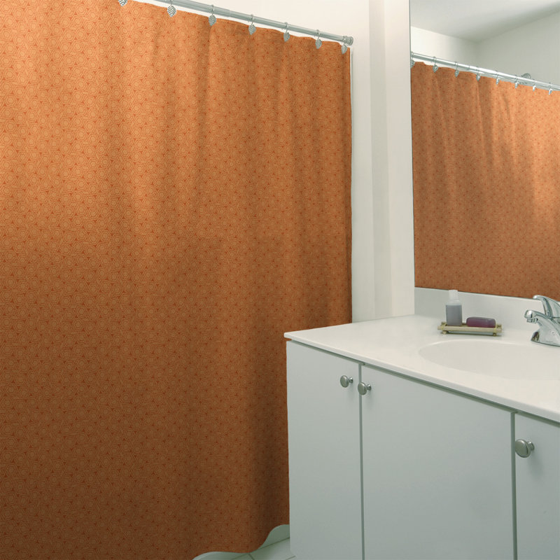 Rideau de douche simple hexagonal classique, Orange foncé, Classic Hexagonal
