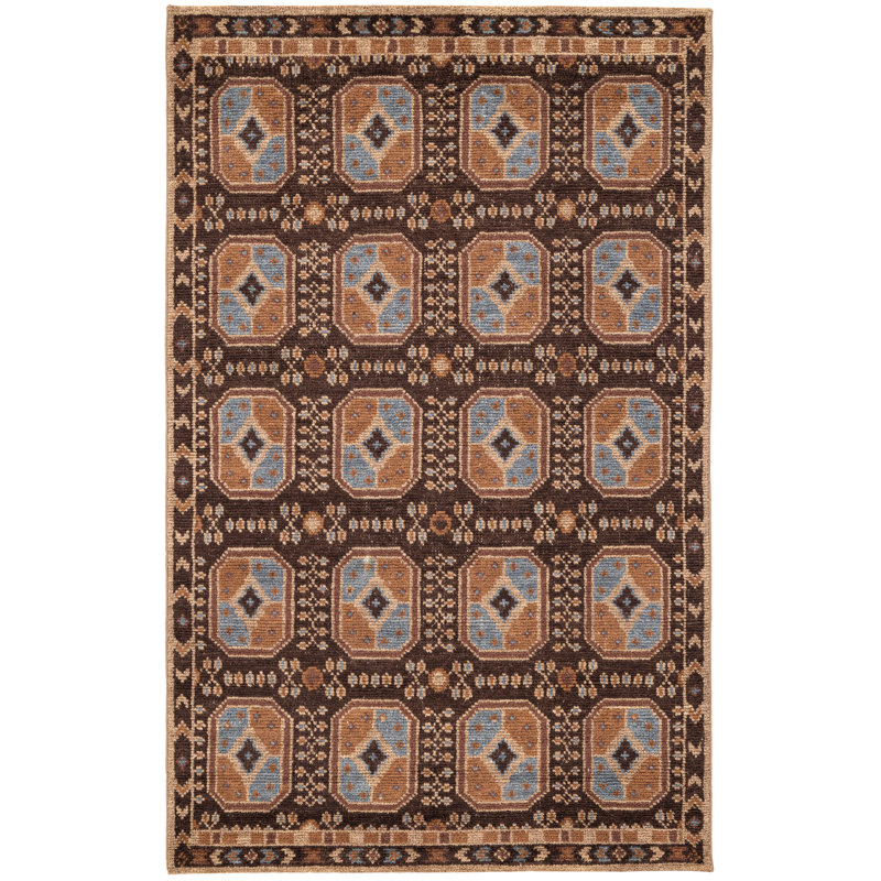 Tapis d'intérieur en laine noué à la main Vanna Villa, 7 pi 9 po x 9 pi 9 po
