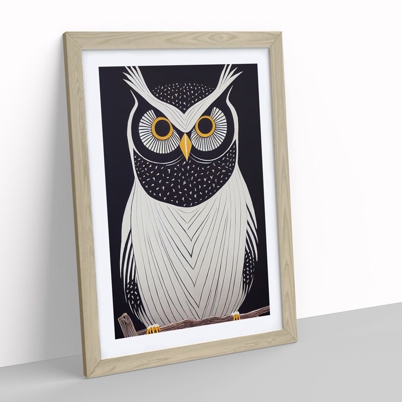 The Unusual Owl - Framed Print, Oak, 34cm H x 25cm W x 2cm D