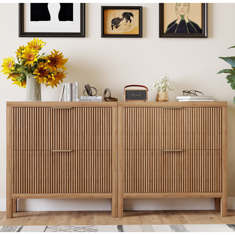 37.8" H 18 Pair Shoe Storage Cabinet (set Of 2), Natural Wood