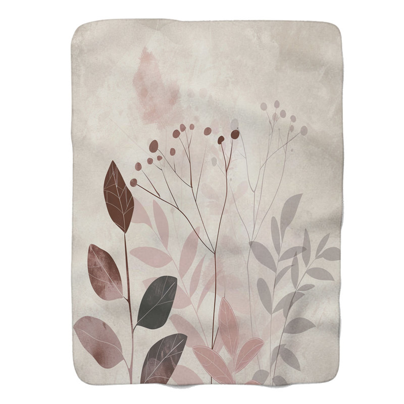 Wabi Sabi Floral Arrière-plans - 1 pièce Sherpa Premium, Lit simple
