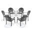 Cast Aluminum Patio Dining Chair 6PCS With Black Frame And Blue Cushions