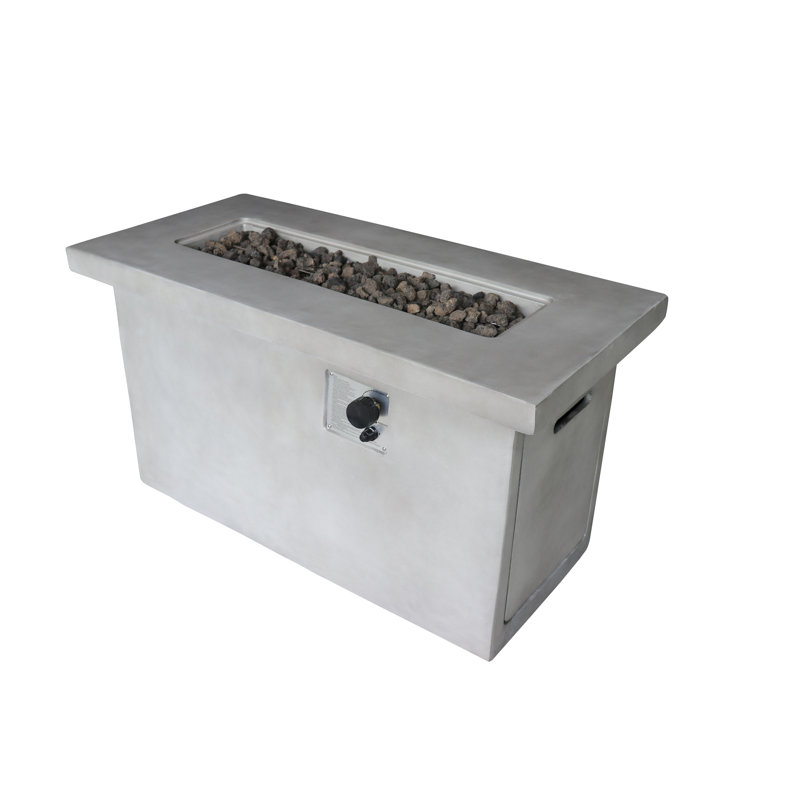 Outdoor Concrete Fireplace With 50000 , 24'' H, Propane/Natural Gas, Gray Modern Finish Fire Pit Propane & Natural Style