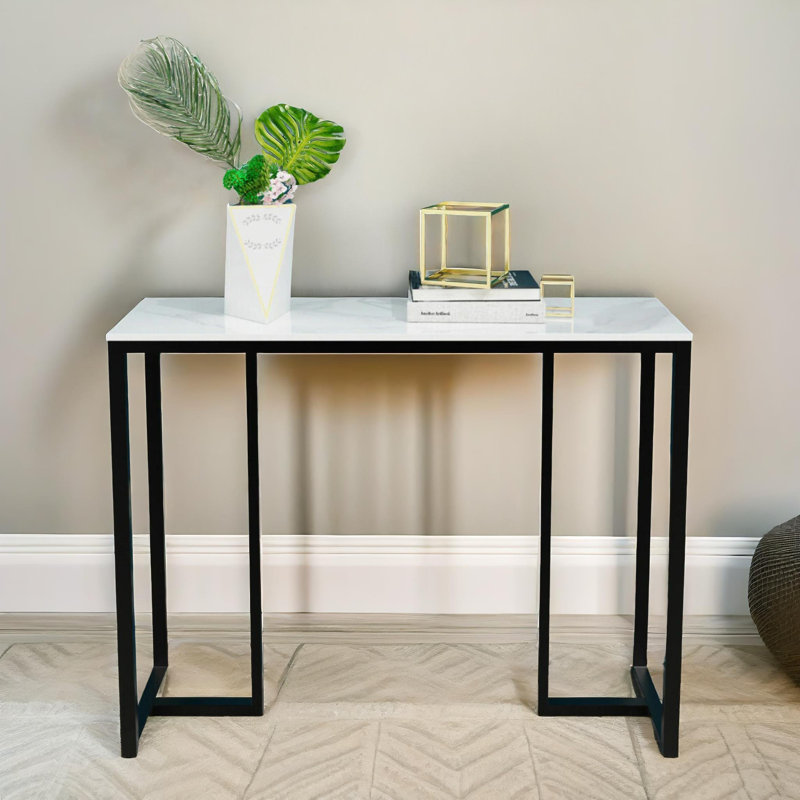 100cm Marble Console Table, Metal Frame, Entryway Furniture
