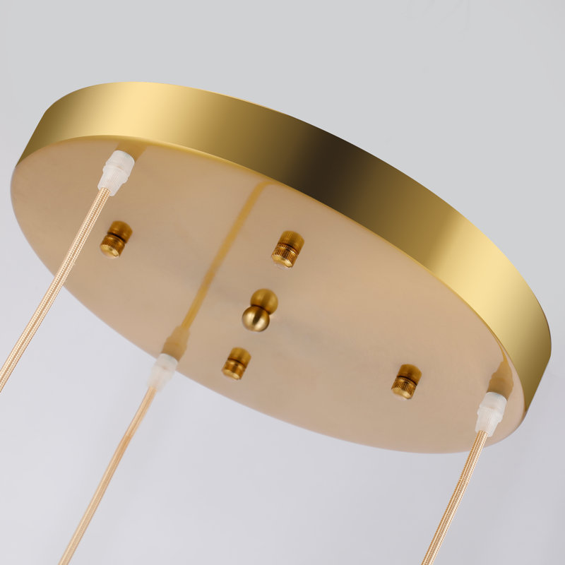 Mini-luminaire suspendu sphère en verre opale 3 lumières 3 lumières, Doré
