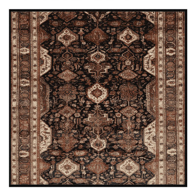 Machine Washable Persian Brown Area Rug