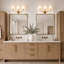 Éclairage pour meuble-lavabo traditionnel 3 lumières avec abat-jour empire en tissu-444923233