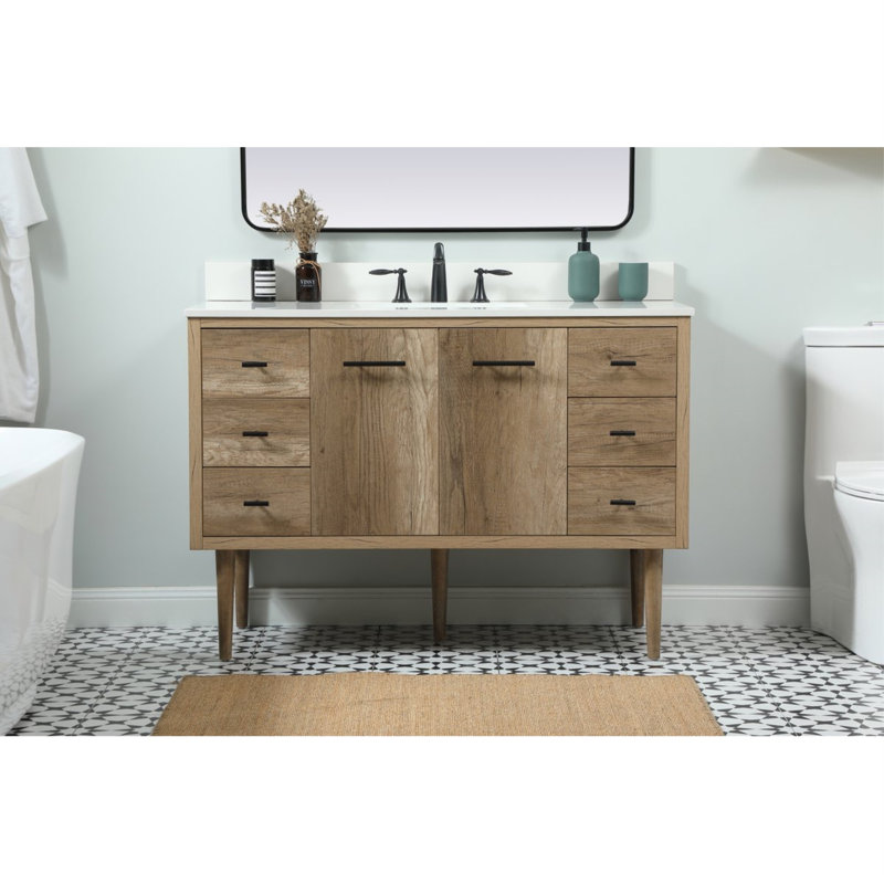 Ensemble de meuble-lavabo simple 48 po Cyrus, Chêne naturel