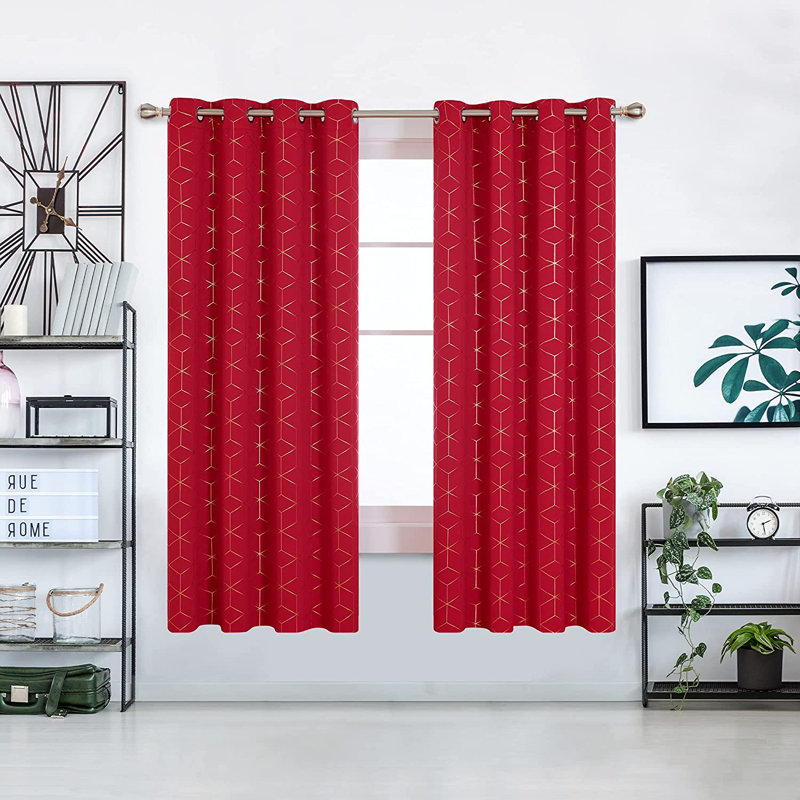 Malone Room Darkening Thermal Curtain, Width 117 x Drop 183cm, Red