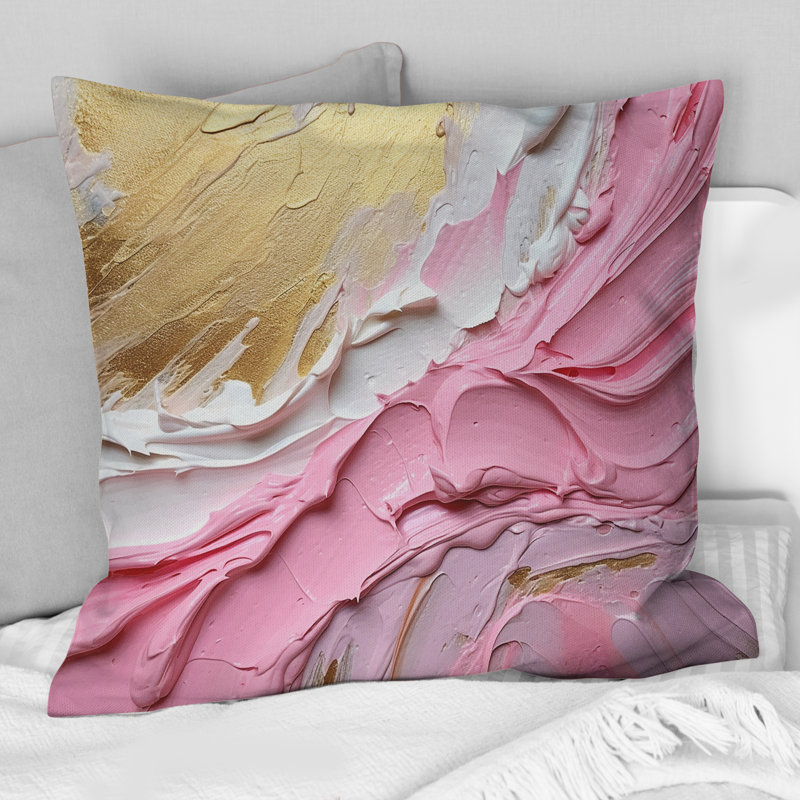 Coussin décoratif rose et doré Spiral Radiance III - Abstract Spirals