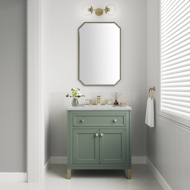 Meuble-lavabo simple l 30 po Chicago, Céladon fumé, Noctis éthéré, 8 po