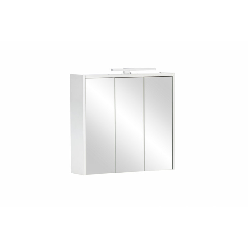 Hafley 65mm W 62.7mm H Wall Mounted Required Frameless Medicine Cabinet Mirror Adjustable, Matte White