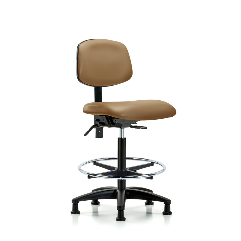 Barbosa Vinyl Drafting Chair, Glides, Not Included, Taupe