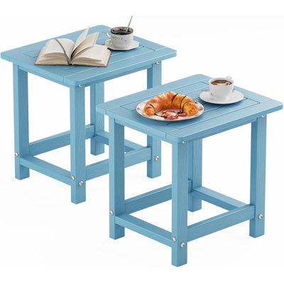 Ensemble de 2 tables d'appoint Adirondack, table de bout carrée 16 po résistante aux intempéries pour patio, piscine, porche et arrière-cour, pour l'intérieur et l'extérieur