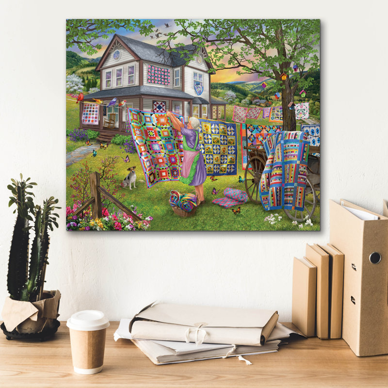 «Farmhouse Quilts» par Bigelow, illustrations sur toile, H 20 po x l 24 po x P 0,75 po