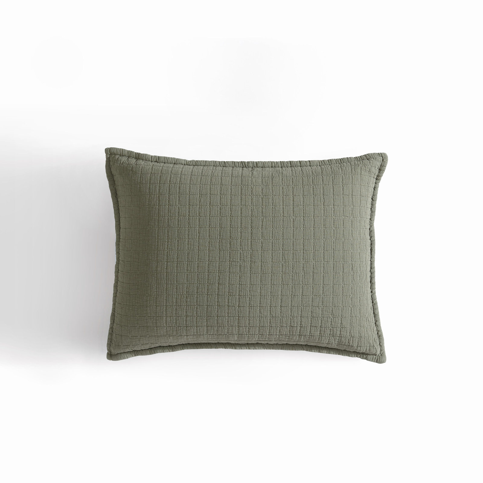 Garment Washed Cotton Shams, King, Dark Green