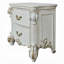 Ensemble de chambre à coucher baroque 6 pièces Vendome avec lit tapissier, commode, commode, 2 tables de chevet et miroir, tête de lit capitonnée, finition perle antique-596357580