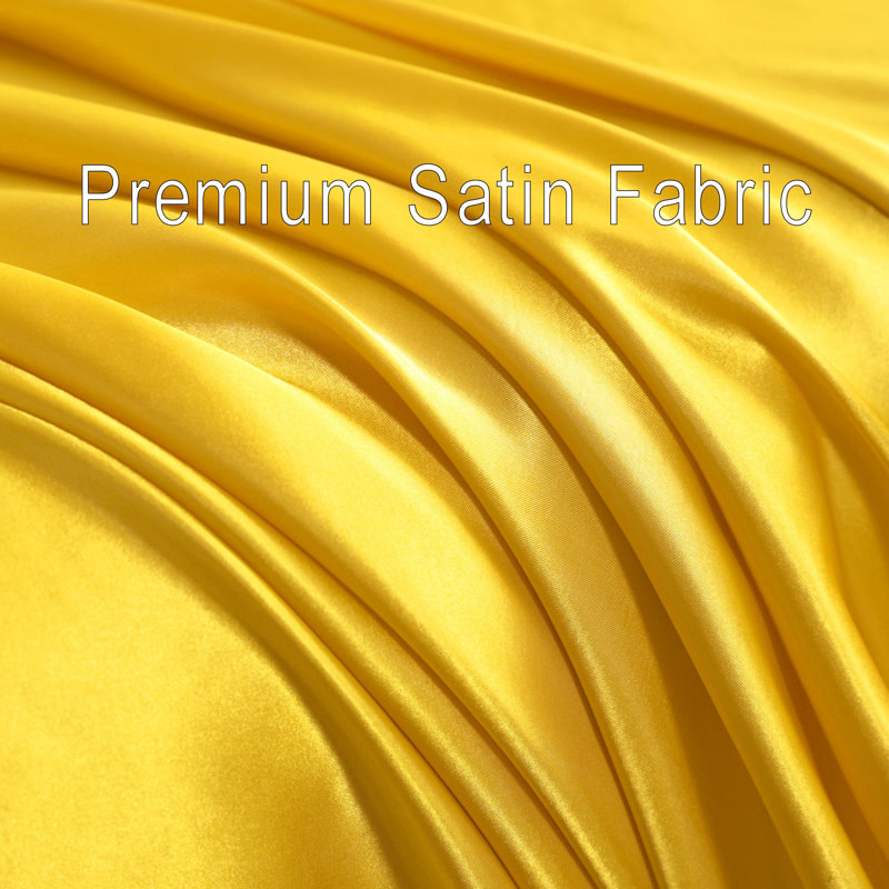 Lustrous Satin Bed Sheet Set Luxury Soft Durable, Yellow, Twin XL Sheet Set with 1 Pillowcase