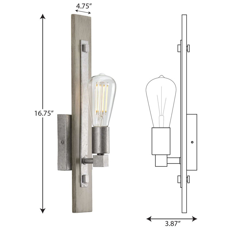 Camas Armed Sconce, Galvanized