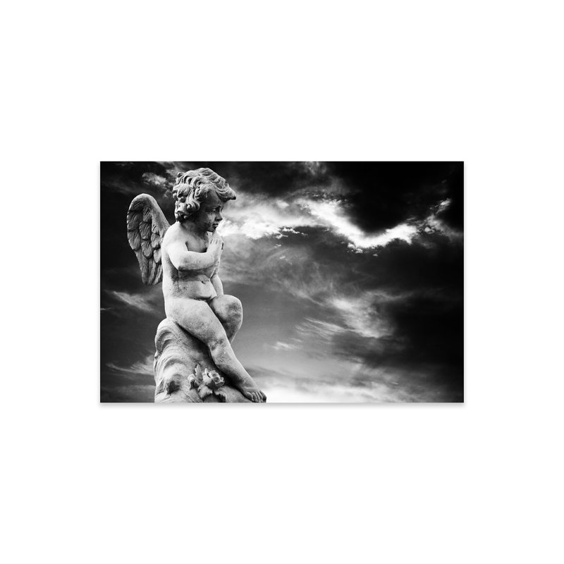 Sculpture d'ange - photographie sans cadre, H 16 po x l 24 po x P 0,25 po