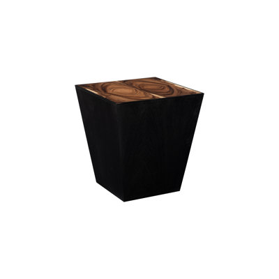 Trapezoid Solid Wood Block End Table