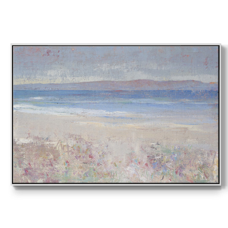 «Beach Textures I», peinture sur toile encadrée, H 17 po x l 25 po x P 2 po, Blanc