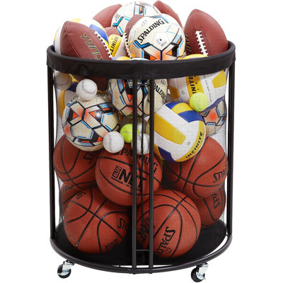 Ball Storage Bin for Garage, Balls Holder for Soccer, Basketball, Ball Cart,