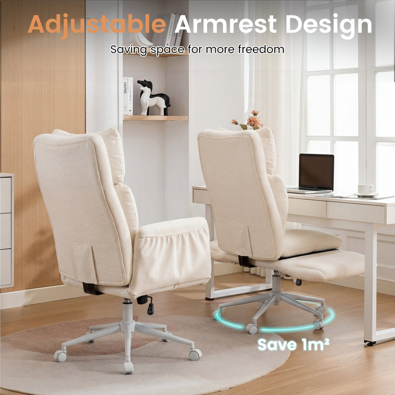 Fauteuil de direction à haut dossier avec accoudoirs, fauteuil de direction ergonomique pivotant à hauteur réglable avec dossier et poches latérales