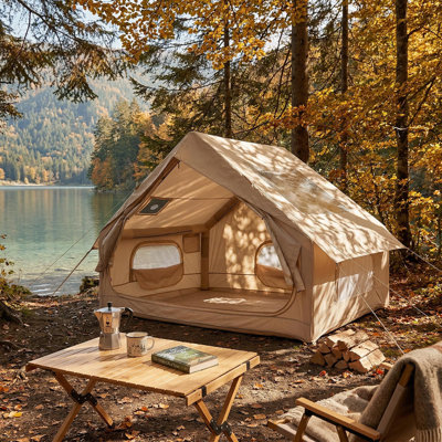 Tente de camping gonflable pour 4 à 6 personnes avec Rainfly, fenêtres en filet et sac de transport