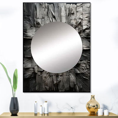 Spiritual Grey Geode Stone Minimalisme - miroir en pierre Geode, miroir mural traditionnel unique, impression sur métal