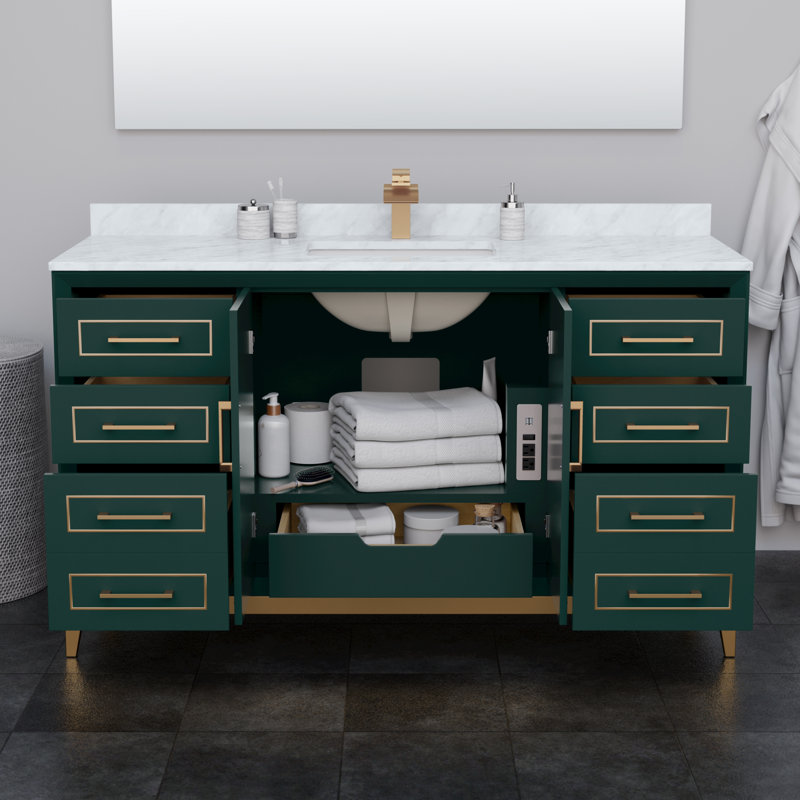 Ensemble de meuble-lavabo simple 60 po Marlena, Vert, Brun
