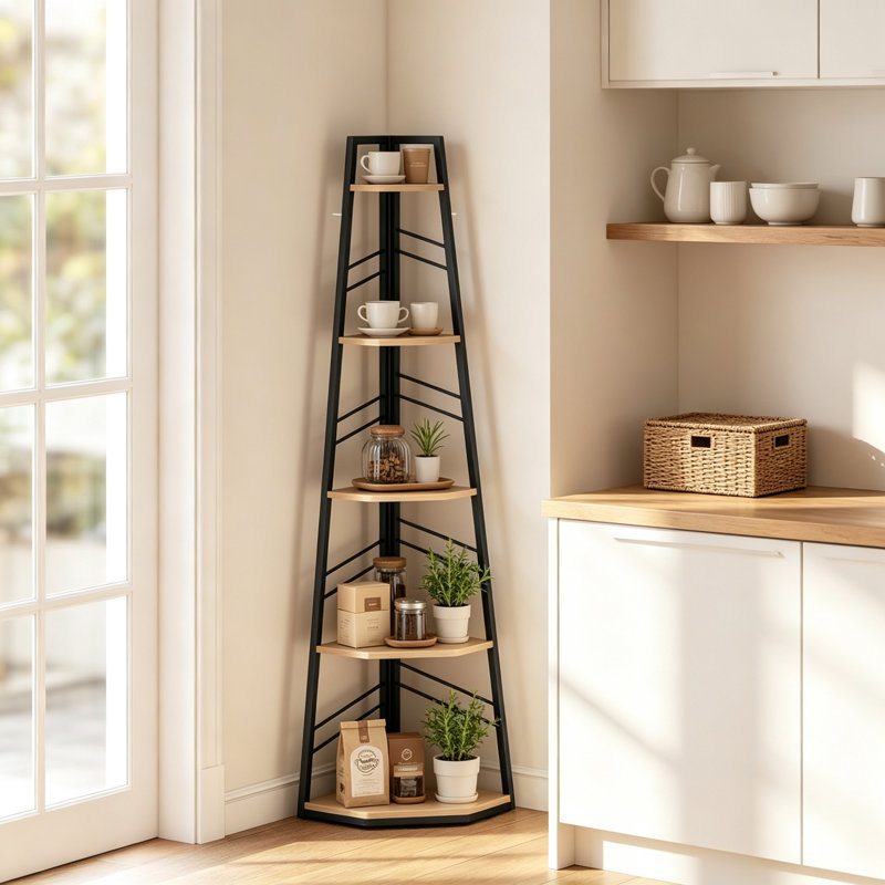 159.5 cm H x 34.8 cm W Corner Bookcase