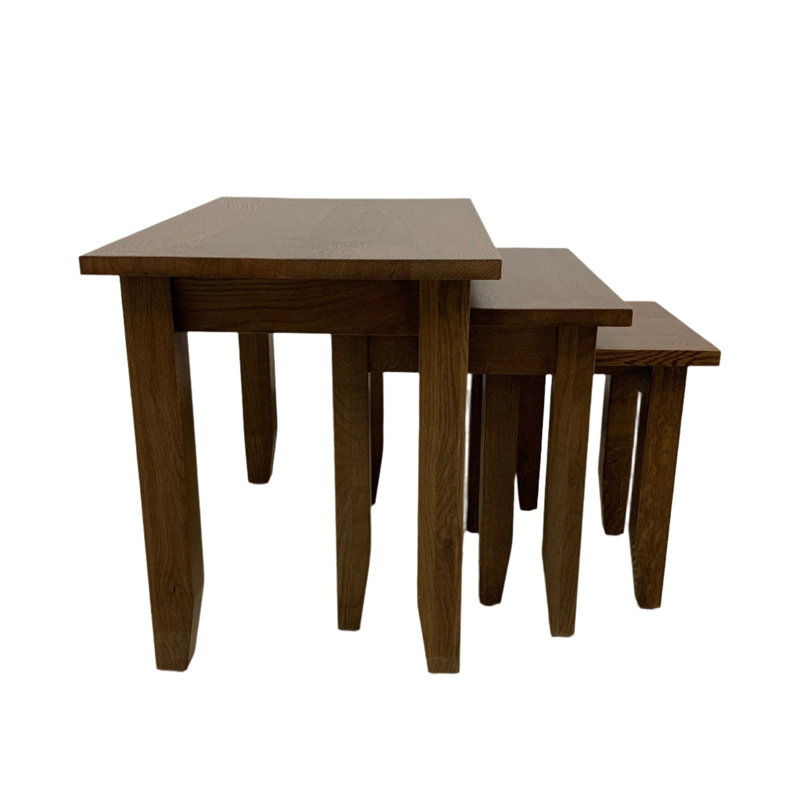 Ensemble de 3 tables gigognes Mission Oak, Teinture noyer