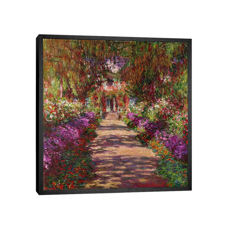 A Pathway In Monets Garden, Giverny, 1902 by Claude Monet - Print on Canvas, Black Framed, 66.04 cm H x 66.04 cm W