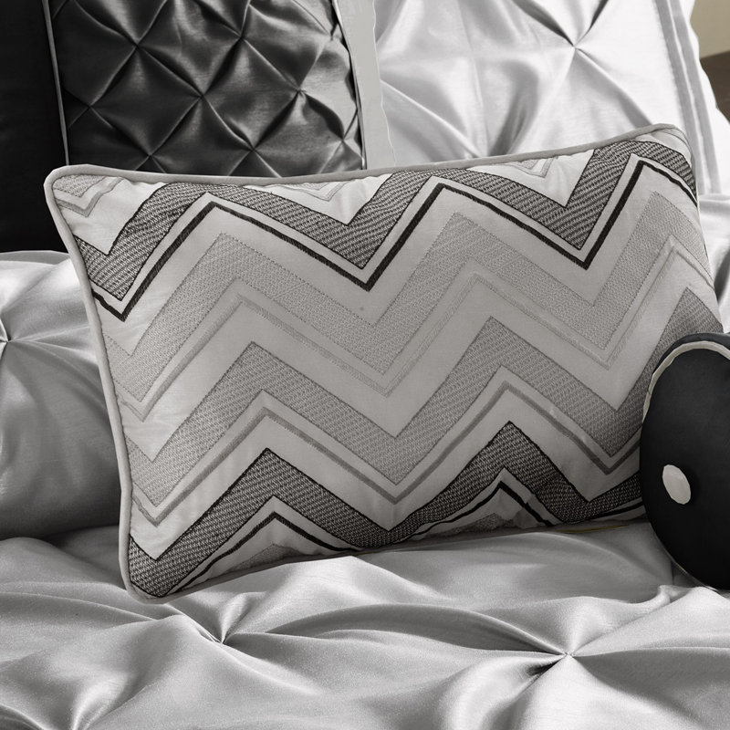 Laurel 7 Piece Tufted Comforter Set, Queen Comforter + 1 Bed Skirt + 2 Shams + 3 Decora, Gray