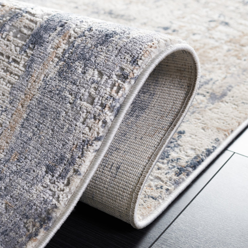 Adika Abstract Dark Gray/Gray Area Rug, Rectangle 9' x 12'