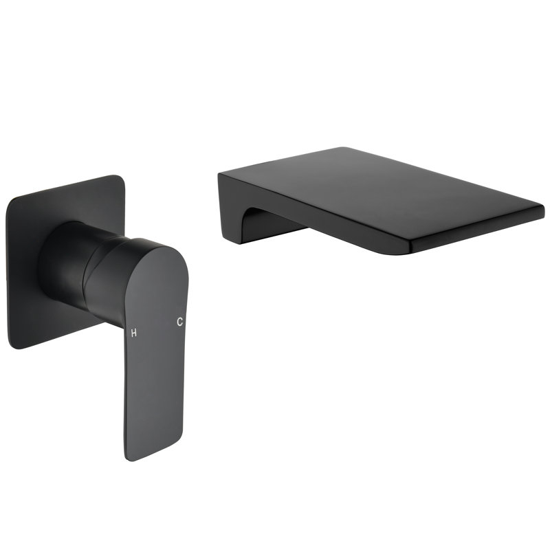 Robinet de salle de bain mural, Noir mat