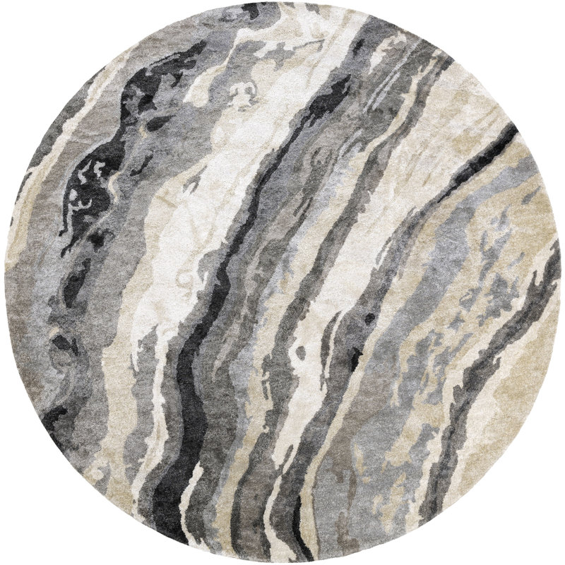 Mcduffy Hand Tufted Viscose Abstract Indoor Rug, Round 8'