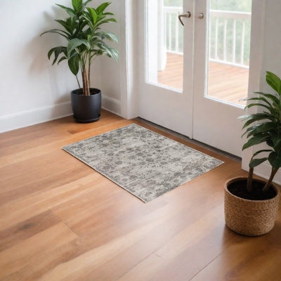 Tapis gris en viscose