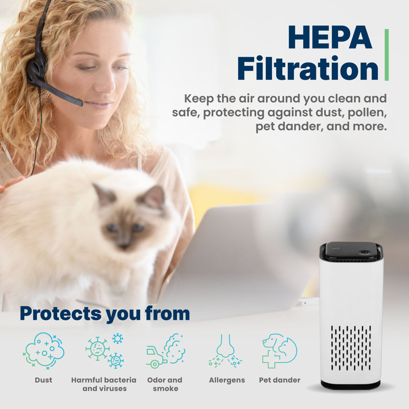 Mini purificateur d'air portable Kiki Pure Hepa - pour voyage, voiture et ordinateur de bureau (USB-C), paquet de 2