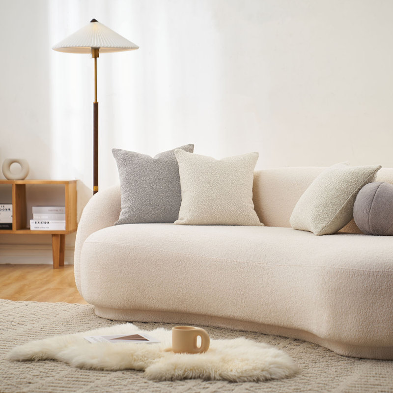 Housse de coussin Butter Cream Boucle 20x20, H 18 po x l 18 po, Crème de beurre